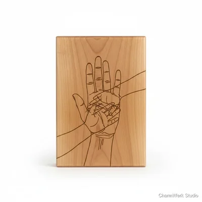 Familien-Handlinien-Porträt auf Holz (Lasergravur)