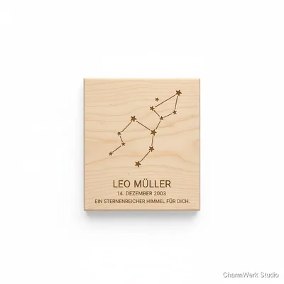 Sternbild-Geburtstagstafel aus Holz mit Name
