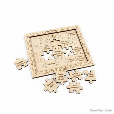 Graviertes Holz-Puzzle „30 Gründe, warum wir dich lieben“