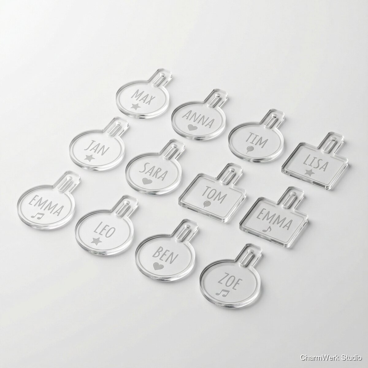 Acryl-Drinkmarker-Set mit Namen für die Party - Seitenansicht