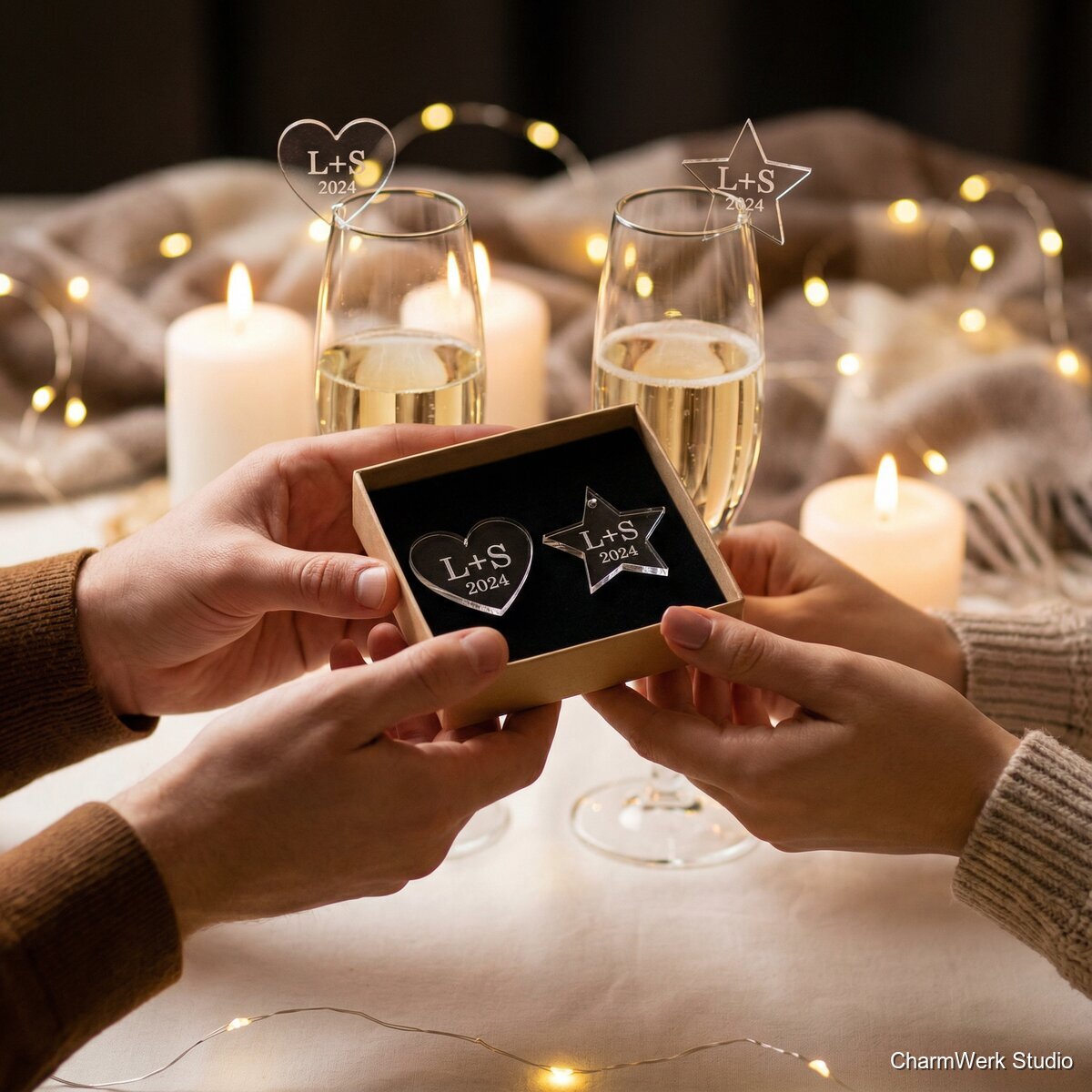 Acryl-Glasmarkierer als Pärchen-Symbole - Lifestyle