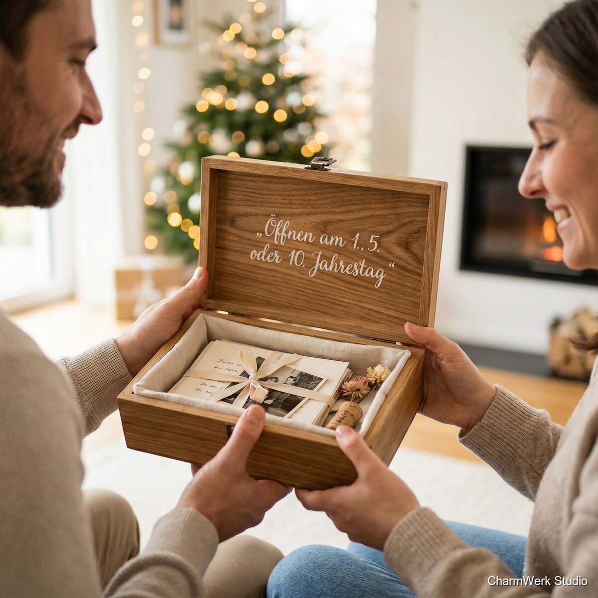 Personalisierte Hochzeits-„Zeitkapsel“ im Holzbox-Design - Lifestyle