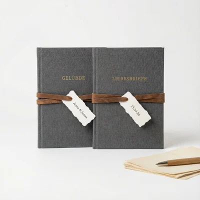 Handgebundenes Gelübde- und Briefset im Lederlook