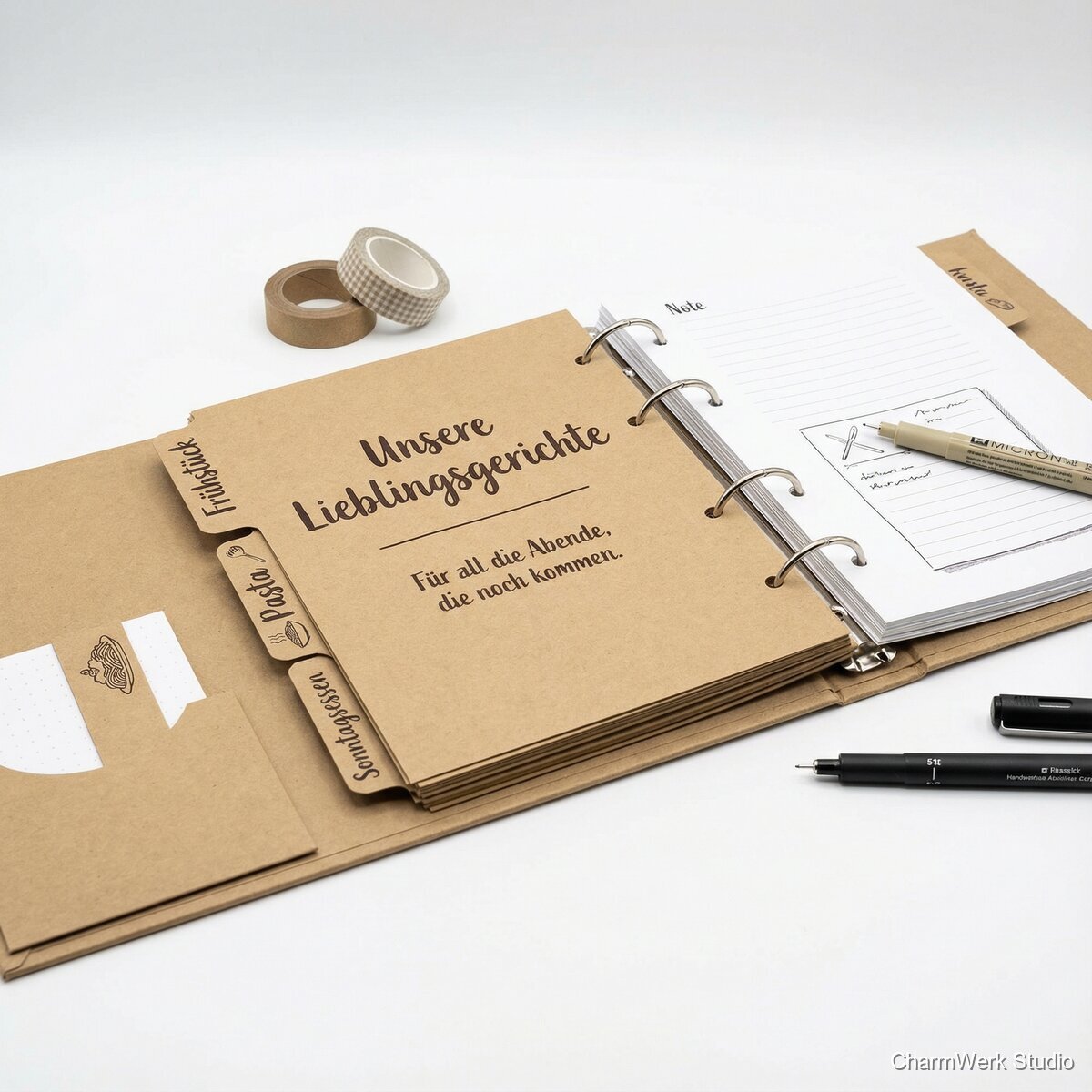 Handgefertigtes Rezeptbuch „Unsere Lieblingsgerichte“ - Seitenansicht