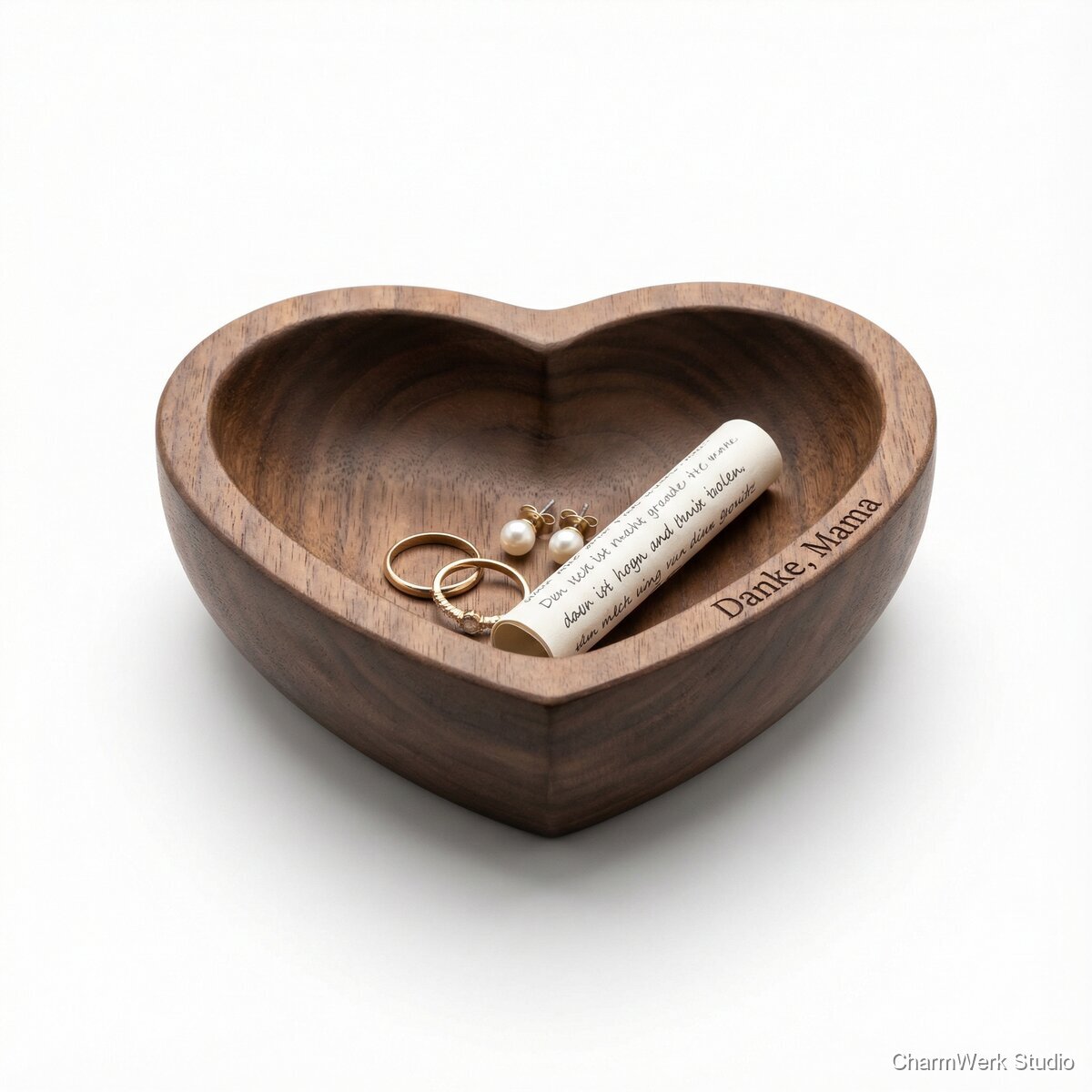 CNC-gefräste Herz-Schale für Schmuck & Erinnerungen