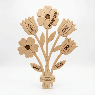 Wandrelief „Blumenstrauß der Kinder“ mit Namen
