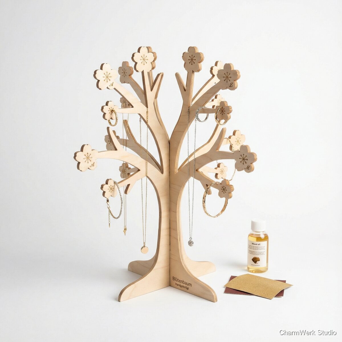 Schmuckständer „Blütenbaum“ als 3D-CNC-Stecksystem