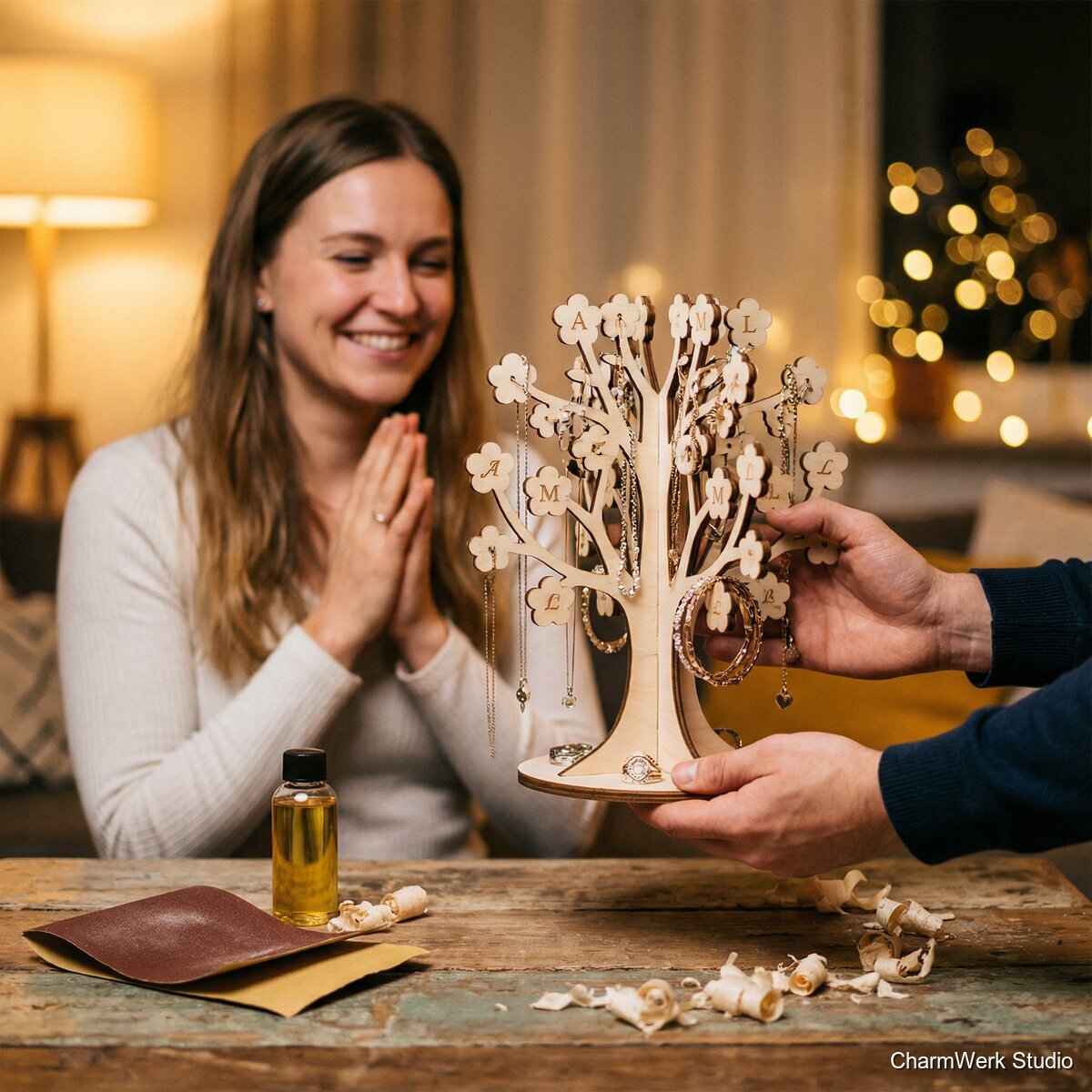 Schmuckständer „Blütenbaum“ als 3D-CNC-Stecksystem - Lifestyle