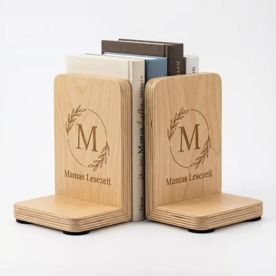 Buchstützen-Set „Mamas Lesezeit“ mit Monogramm
