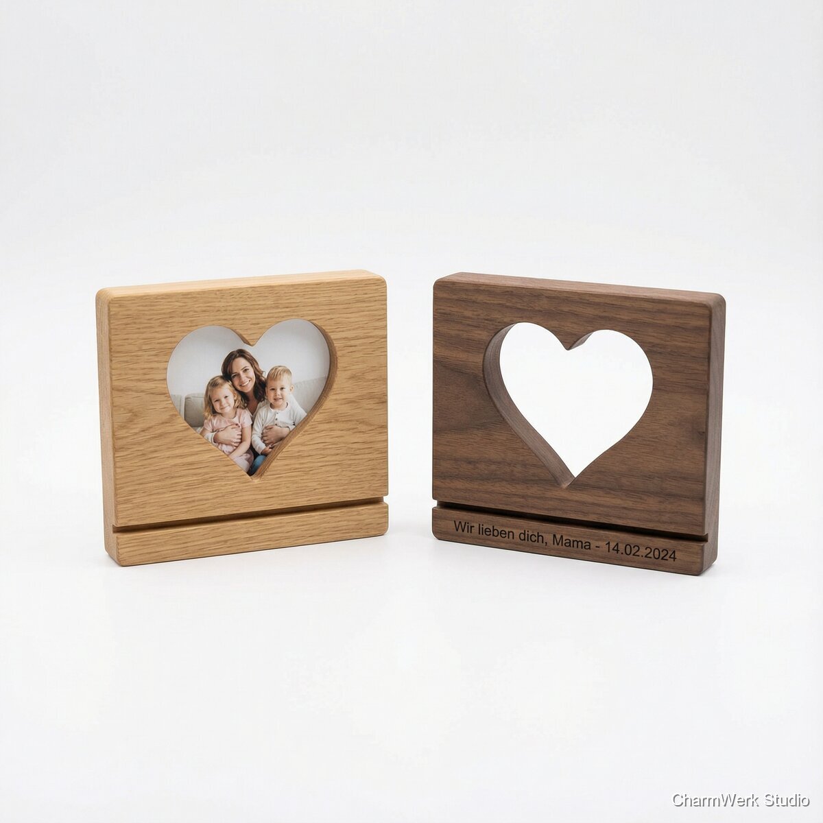 CNC-Fotohalter „Herzrahmen“ mit gefräster Kontur