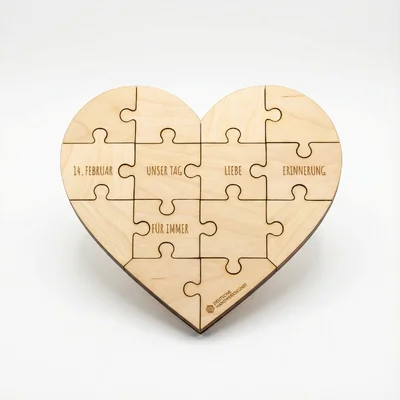 Herz-Puzzle aus Holz mit Botschaft