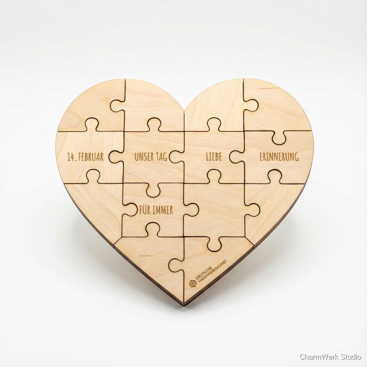 Herz-Puzzle aus Holz mit Botschaft