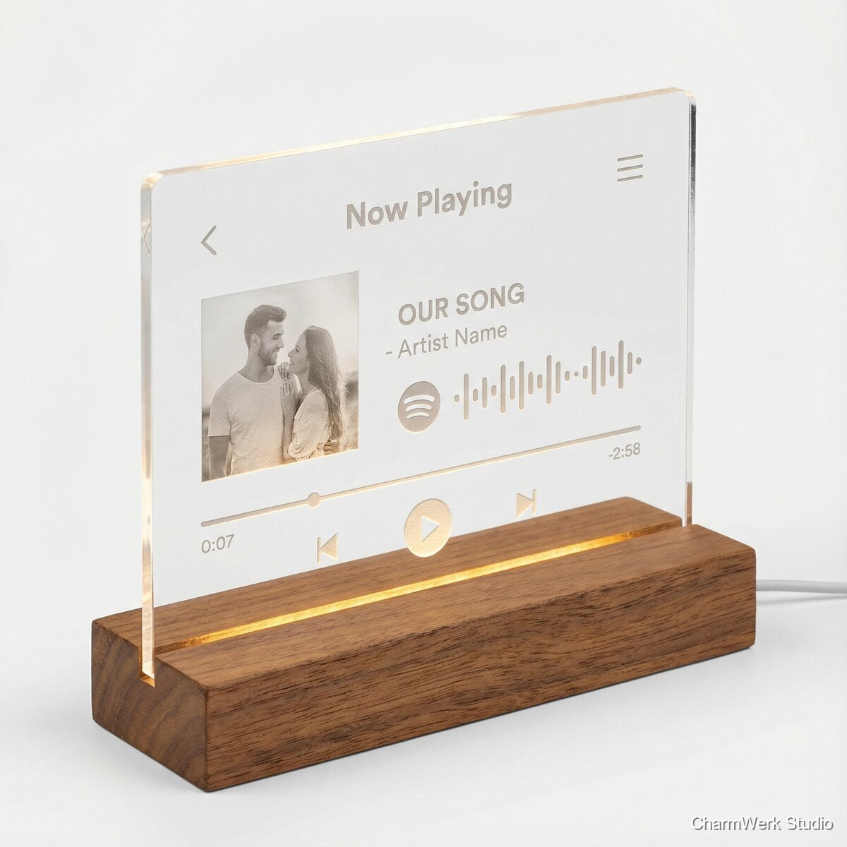 Acryl-„Spotify“-Schild mit eurem Song - Seitenansicht