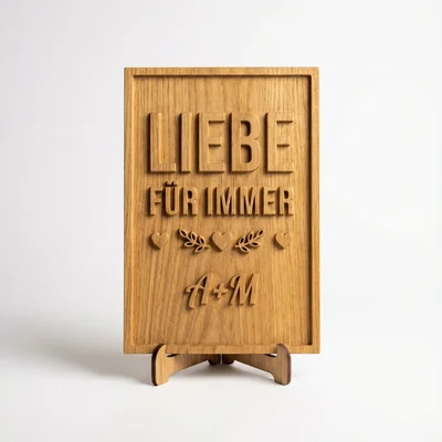 CNC-gefräste Liebeskarte als Holzrelief