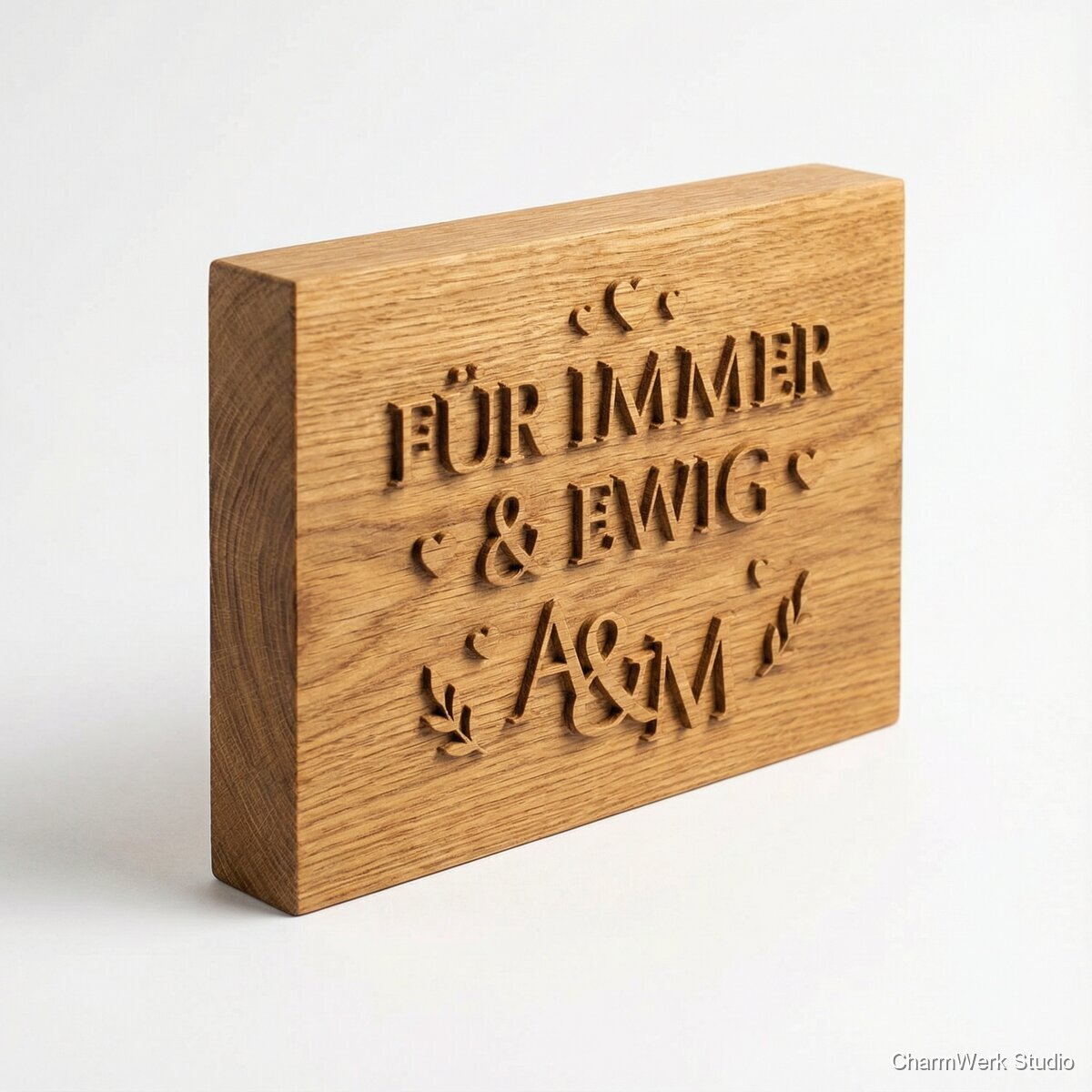 CNC-gefräste Liebeskarte als Holzrelief - Seitenansicht