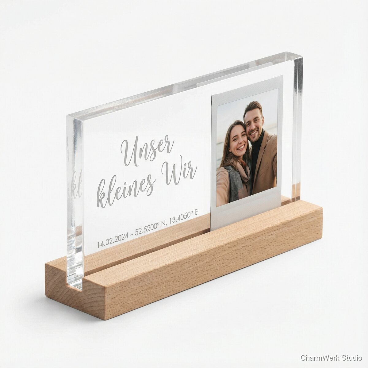 Acryl-Fotoständer „Unser kleines Wir“ - Seitenansicht