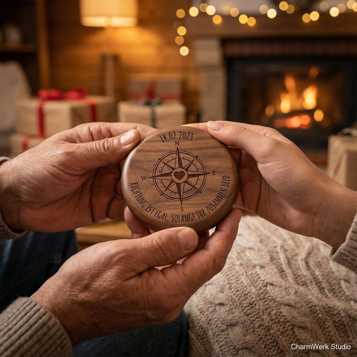 Lasergravierter „Jahrestag-Kompass“ als Taschenstein - Lifestyle