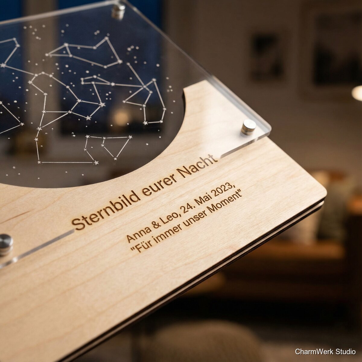 „Sternbild eurer Nacht“ Holz-Acryl-Wandbild - Detailansicht