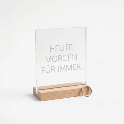 Acryl-Glaslook „Vows“ Aufsteller mit Gravur