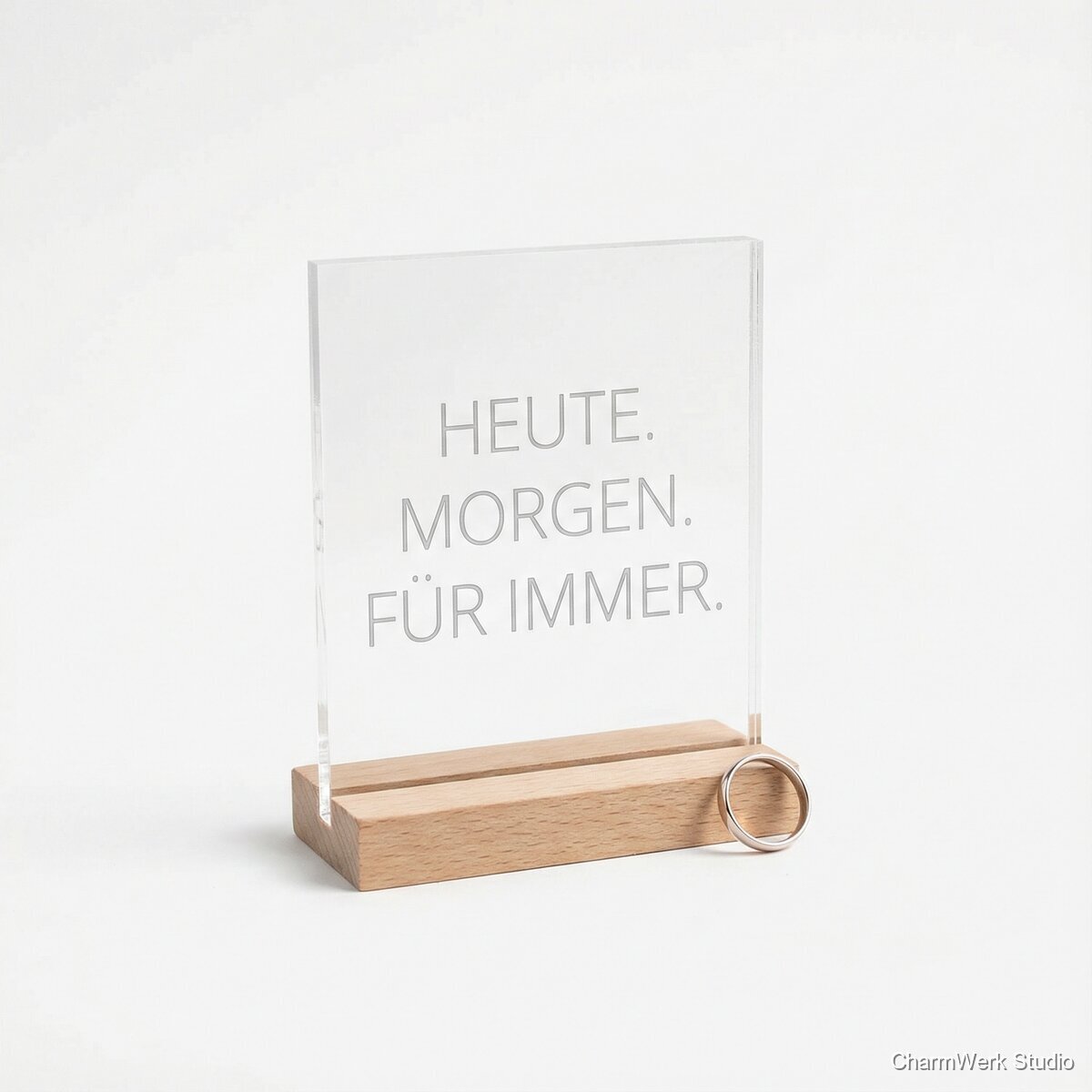 Acryl-Glaslook „Vows“ Aufsteller mit Gravur