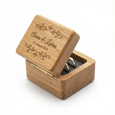 Ringkissen-Alternative: Gravierte Holz-Ringbox