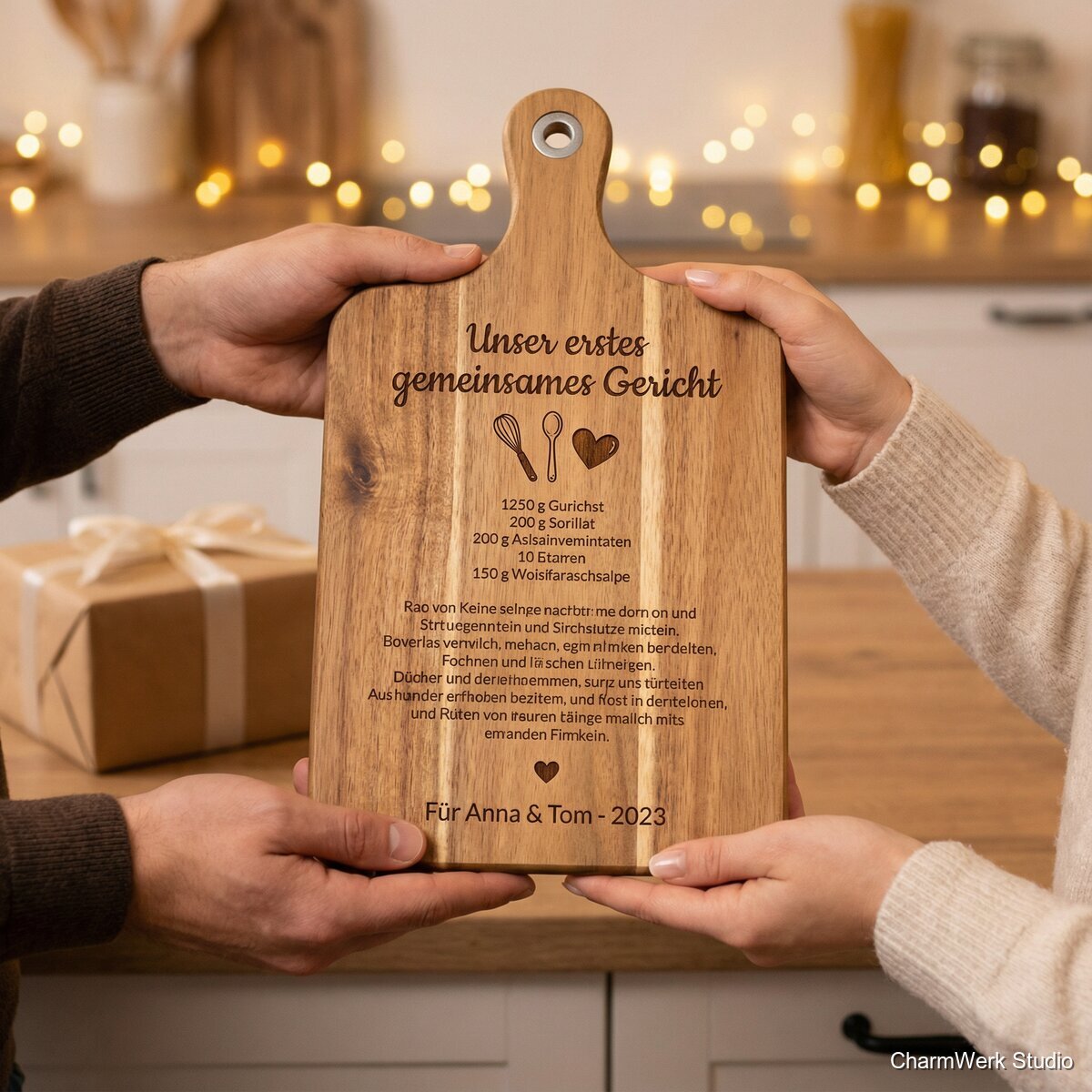 Graviertes Rezeptbrett „Unser erstes gemeinsames Gericht“ - Lifestyle