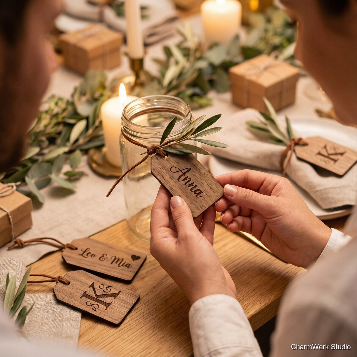 Tischdeko-Erbstück: Gravierte Platzkarten als Holz-Anhänger - Lifestyle