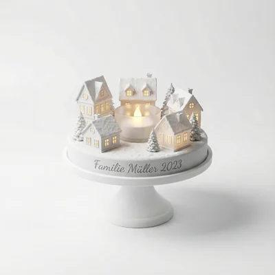 3D-gedrucktes LED-Weihnachtsdorf im Mini-Format