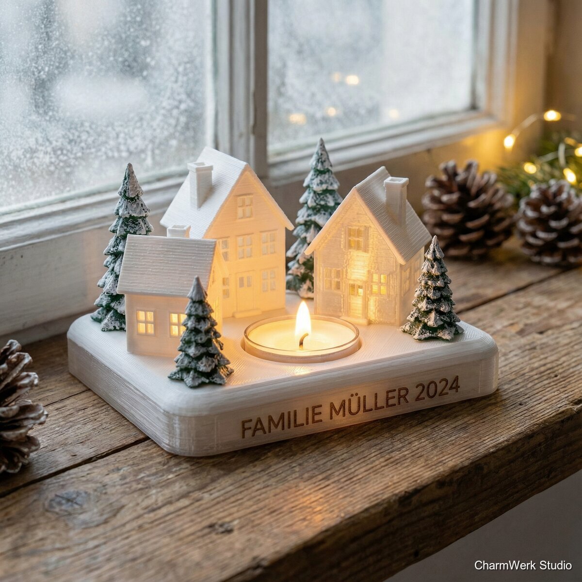 3D-gedrucktes LED-Weihnachtsdorf im Mini-Format - Detailansicht