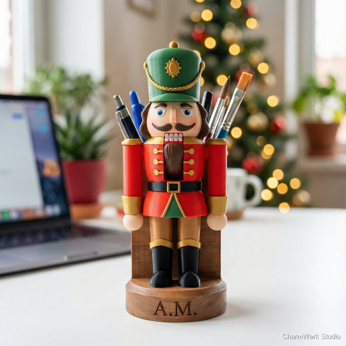 3D-gedruckter Nussknacker-Stiftehalter fürs Homeoffice - Detailansicht