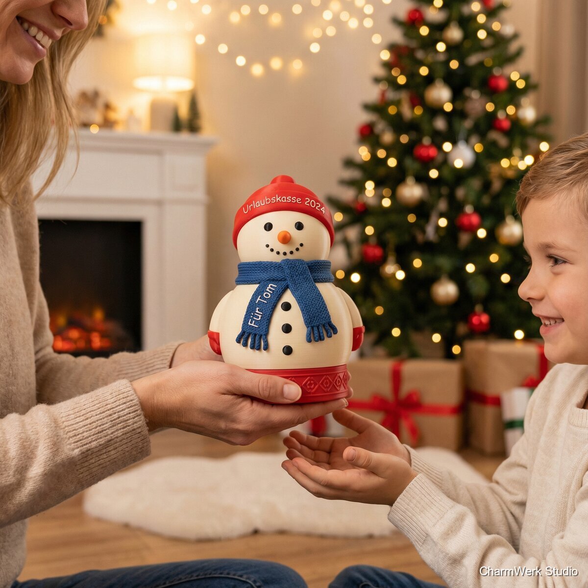 Schneemann-Spardose mit Geheimverschluss und Widmung - Lifestyle