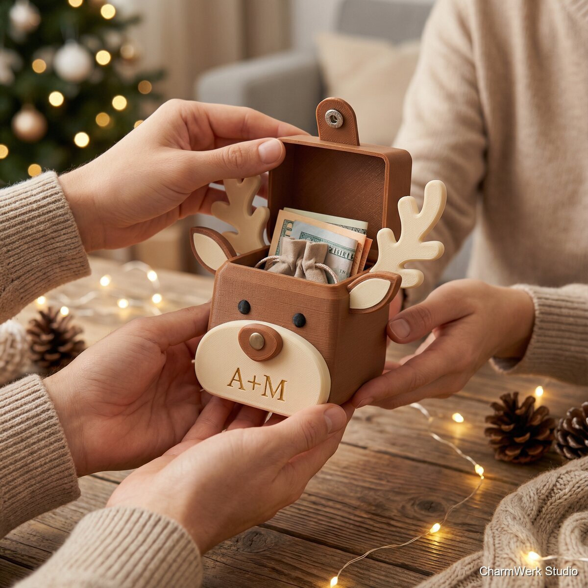 Rentier-Geschenkbox mit Schnappverschluss und Initialen - Lifestyle