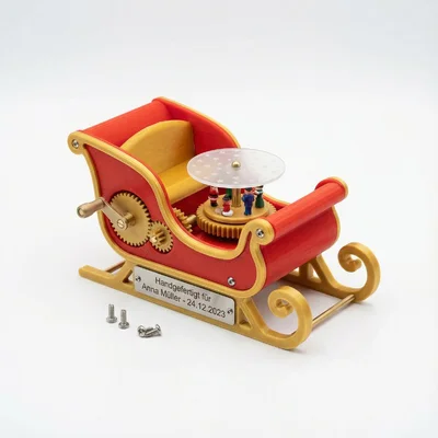 Mechanischer 3D-Print: Weihnachtsmann-Schlitten als Spieluhr-Illusion