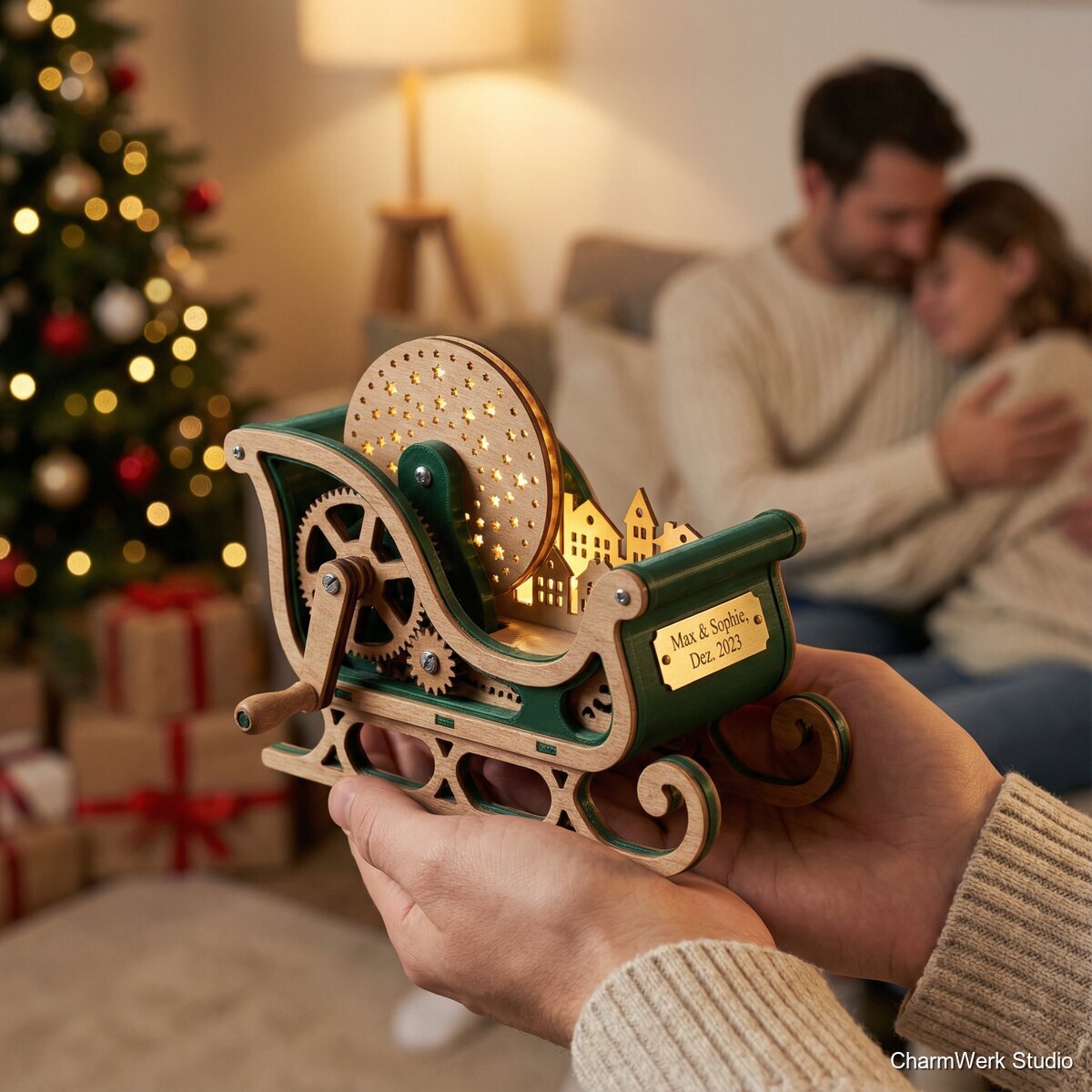 Mechanischer 3D-Print: Weihnachtsmann-Schlitten als Spieluhr-Illusion - Lifestyle