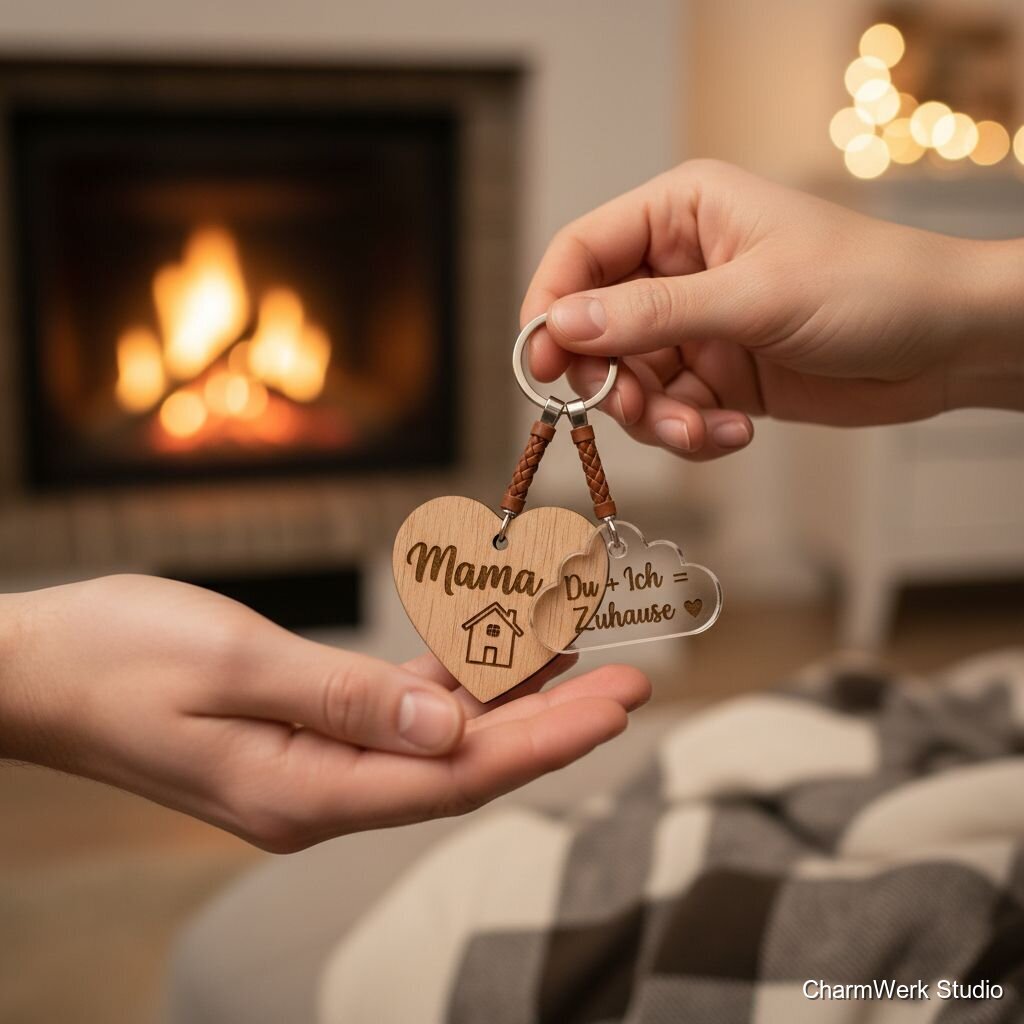 Schlüsselanhänger-Set „Mama & Mini“ Holz+Acryl - Lifestyle