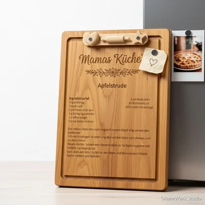 Rezeptbrett „Mamas Küche“ mit 3D-Icon-Leiste