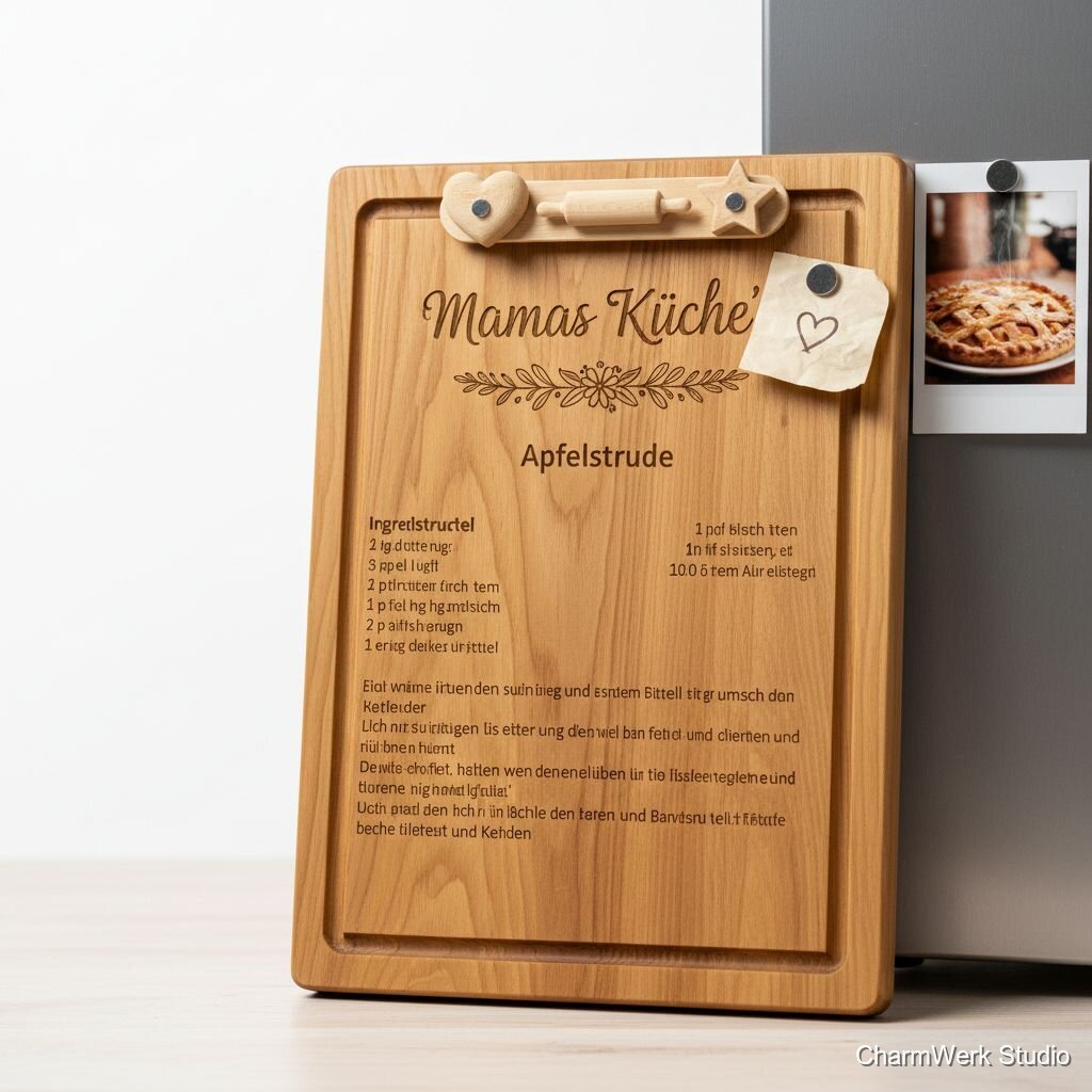 Rezeptbrett „Mamas Küche“ mit 3D-Icon-Leiste