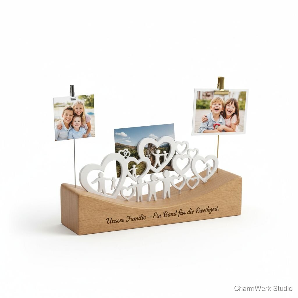 Fotohalter „Familienlinie“ mit 3D-Relief und Gravur