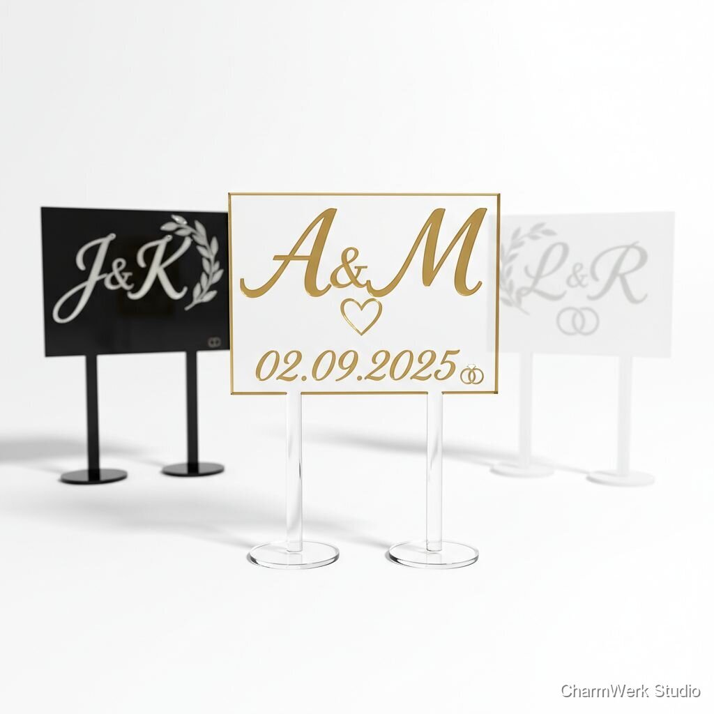 Acryl-„Kuchen-Topper“ mit Initialen & Datum