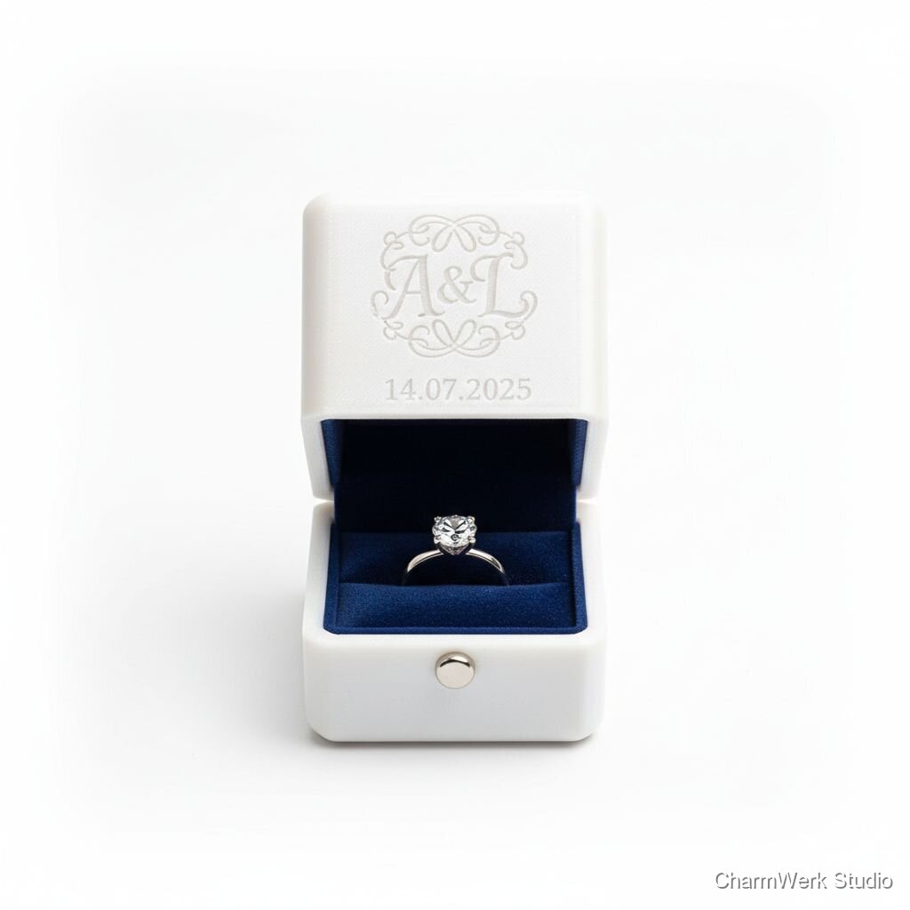 3D-gedruckte Ringbox mit Magnetverschluss & Monogramm