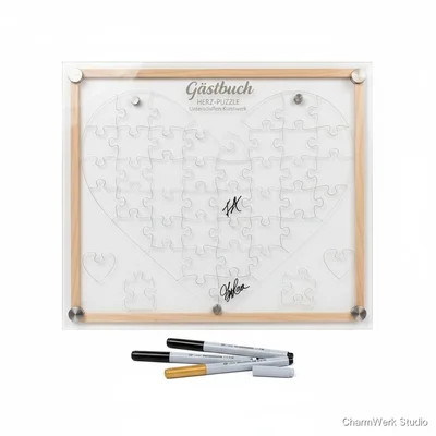 Acryl-„Gästebuch“-Alternative: Herz-Puzzle zum Unterschreiben