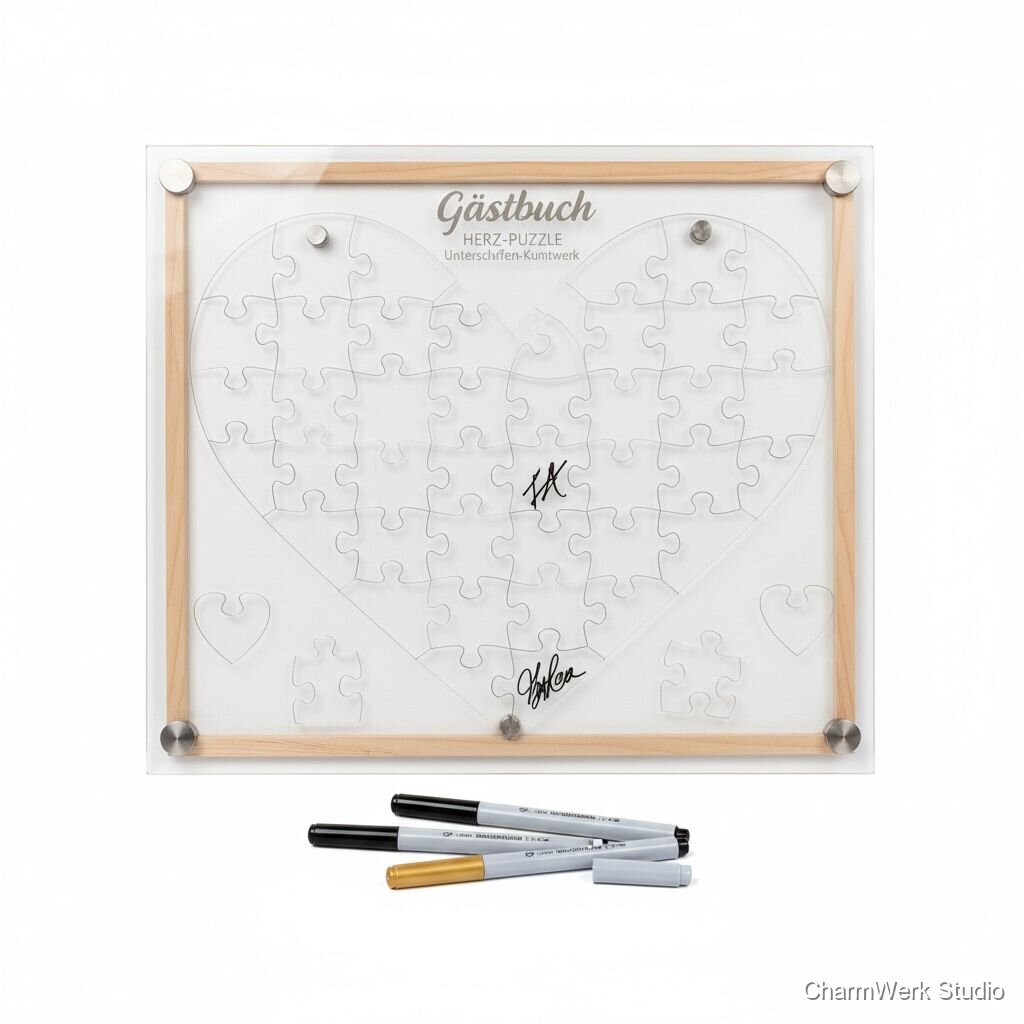 Acryl-„Gästebuch“-Alternative: Herz-Puzzle zum Unterschreiben