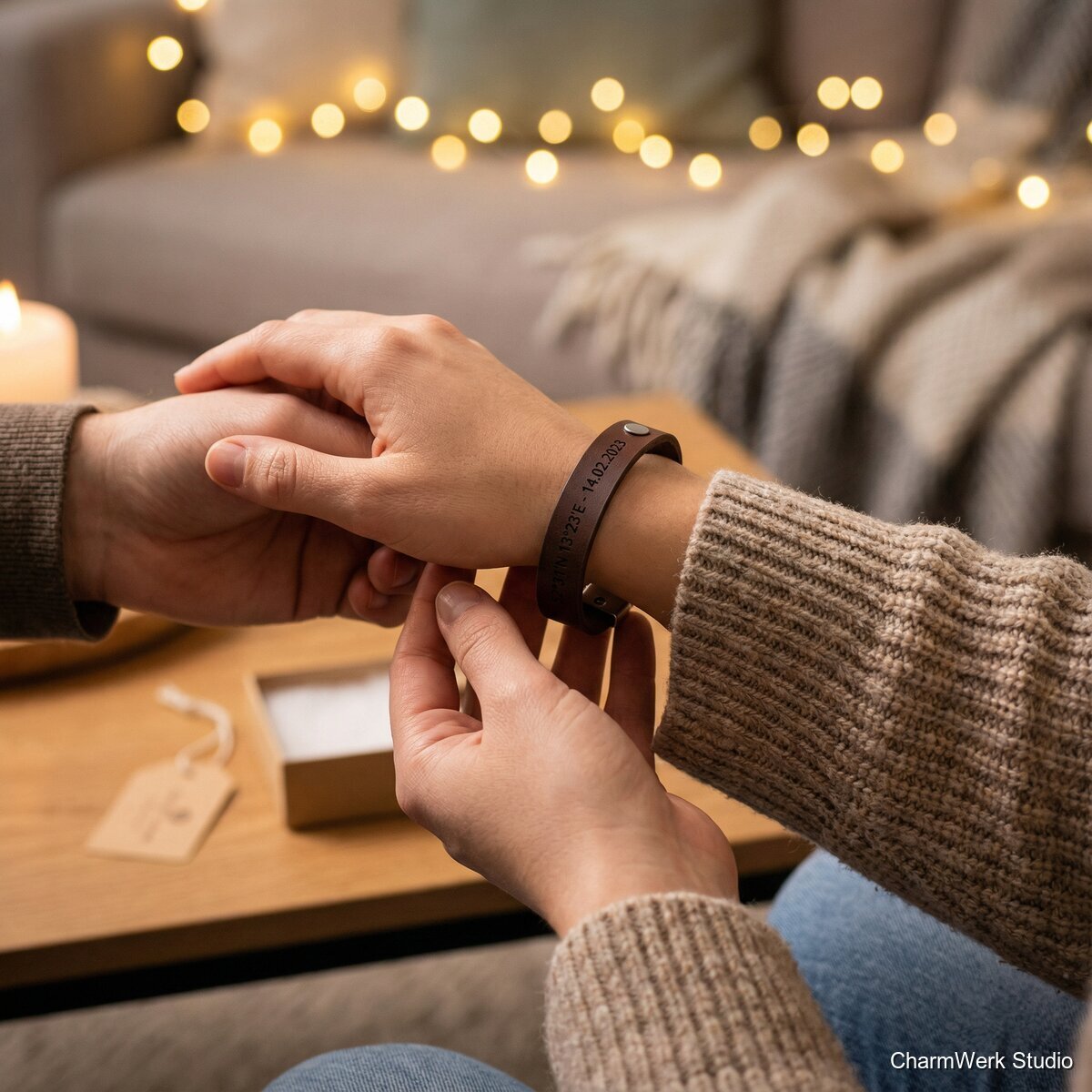 Leder-Armband mit Koordinaten und Datum - Lifestyle