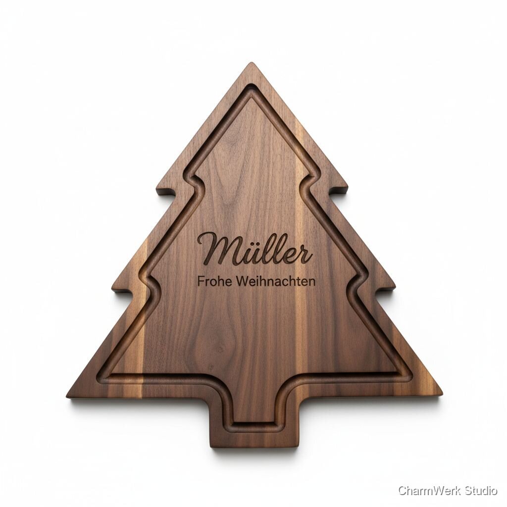 CNC-Tannenbaum-Schneidebrett mit Familienname