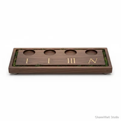 Adventskerzen-Tablett mit Zahlen-Inlays