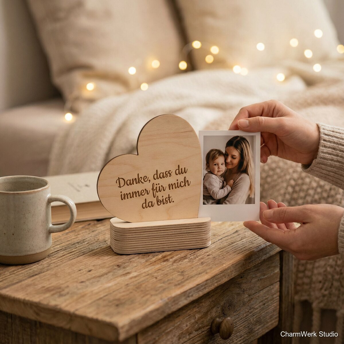 Herz-Fotohalter aus Holz mit Gravur - Lifestyle