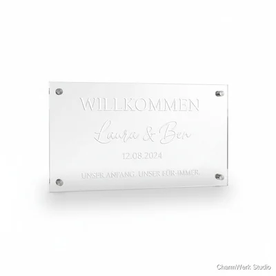 Acryl-„Willkommen“-Schild für Eingangsbereich
