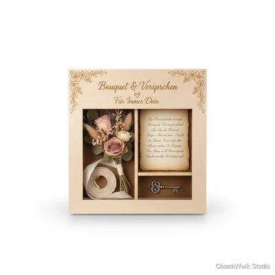 Holz-Shadowbox „Bouquet & Versprechen“ mit Einlegern