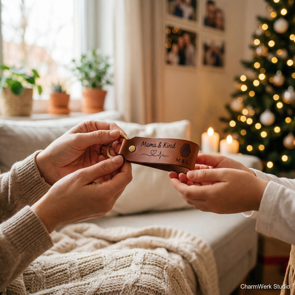 Personalisierte Leder-Schlüsselanhänger „Mama & Kind“ - Lifestyle
