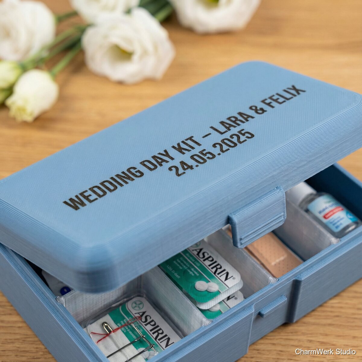 3D-gedrucktes Notfall-Set „Wedding Day Kit“ personalisiert - Detailansicht